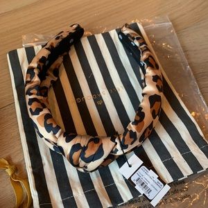 Silk knitted Lele Sandoughi headband Carmel leopard